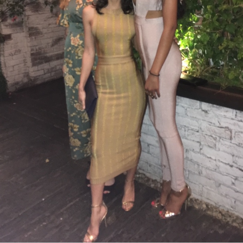 House of CB long metallic bandage dress